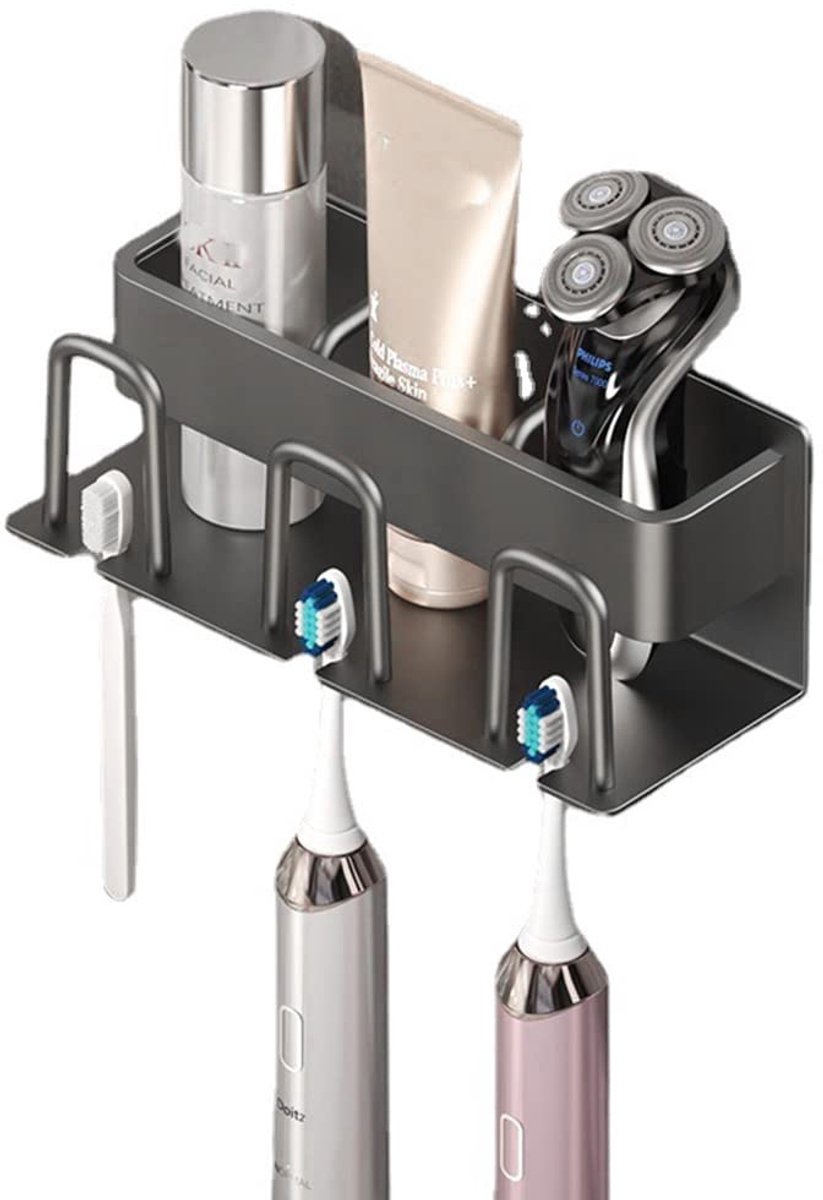 Ibenzoa® Tandenborstelhouder met Muurbevestiging en Multifunctionele Opslag voor Badkamer