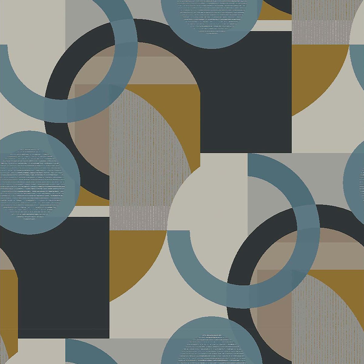 Next vliesbehang Retro Shapes Geo blauw 10mx52cm