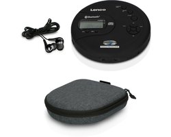 Lenco Discman Bundel - CD-300BK + PBC-50GY - Draagbare Bluetooth CD-MP3 Speler met ingebouwde Powerbank case
