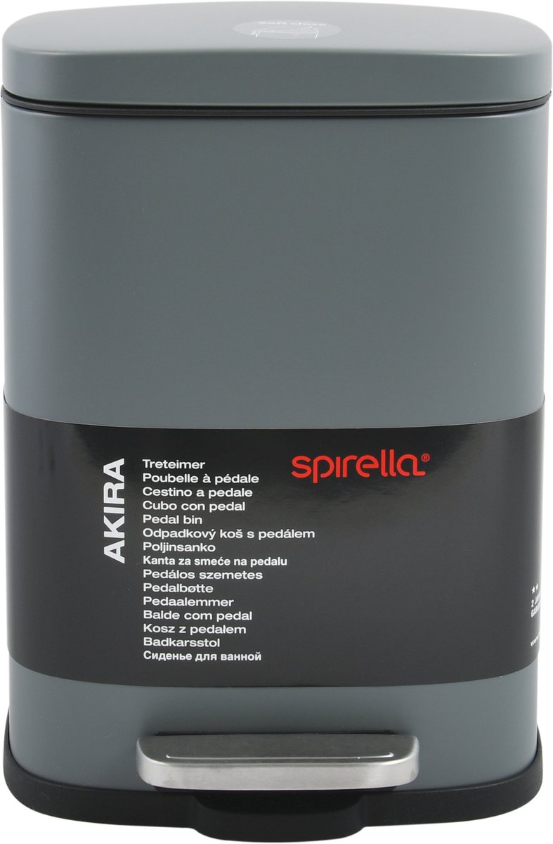 Goedkoopste Spirella Pedaalemmer Venice - donkergrijs - 5 liter - metaal - L21 x H30 cm - soft-close - toilet/badkamer