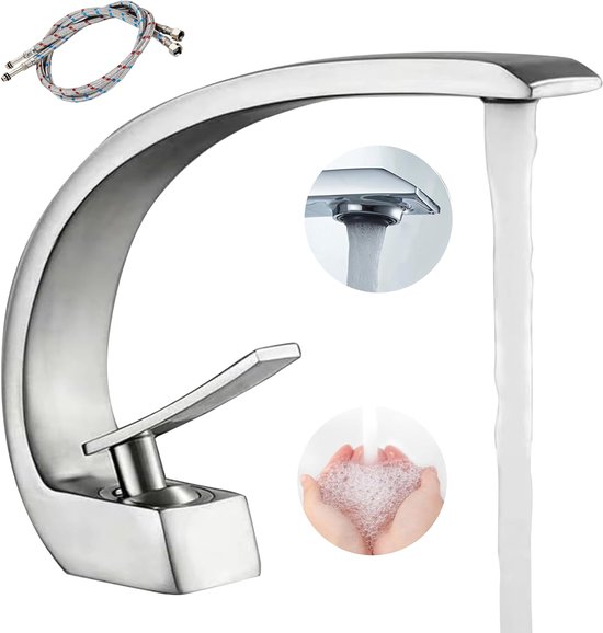 HAUSS SPOLE Kran-Wastafelkraan-Eenhendelmengkraan Voor Badkamer-Met Warm En Koud Water-1-Gats Installatie-Messing-Chroom