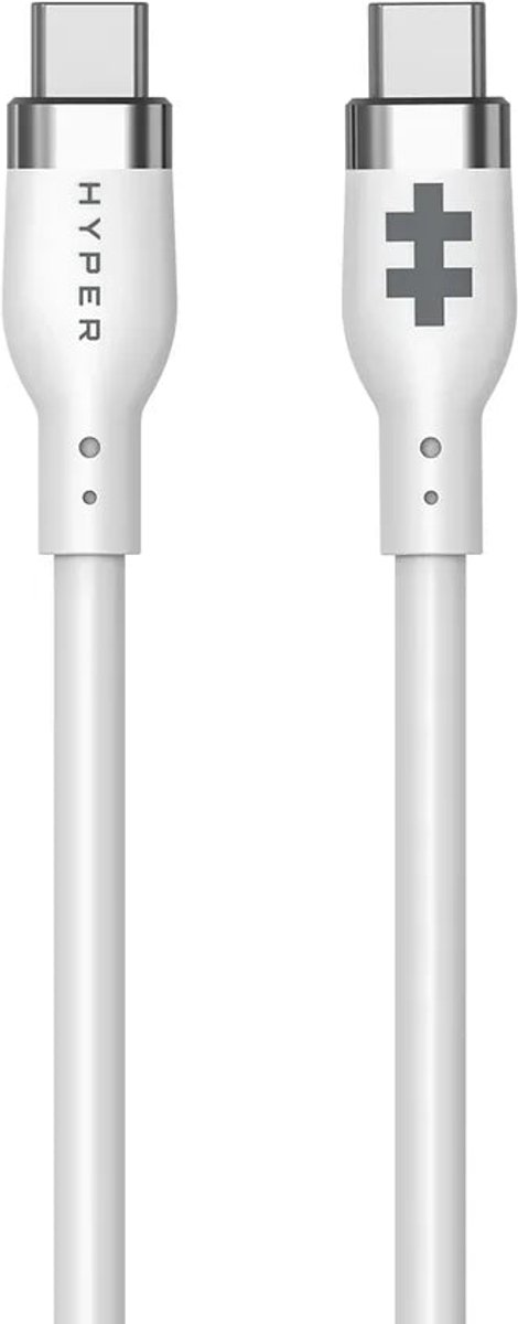 Hyper HyperJuice Siliconen USB-C naar USB-C Kabel (2m/240W) – 240W PD 3.1 EPR Power Delivery – 480 Mbps USB 2.0 Snelheid – Compatibel met USB-C Apparaten en Laders - Wit