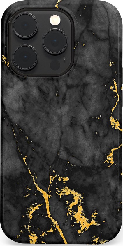 Étui Casetastic pour Apple iPhone 14 Pro Magsafe - Élégant étui de protection Duo couche - Noir Marbre Or