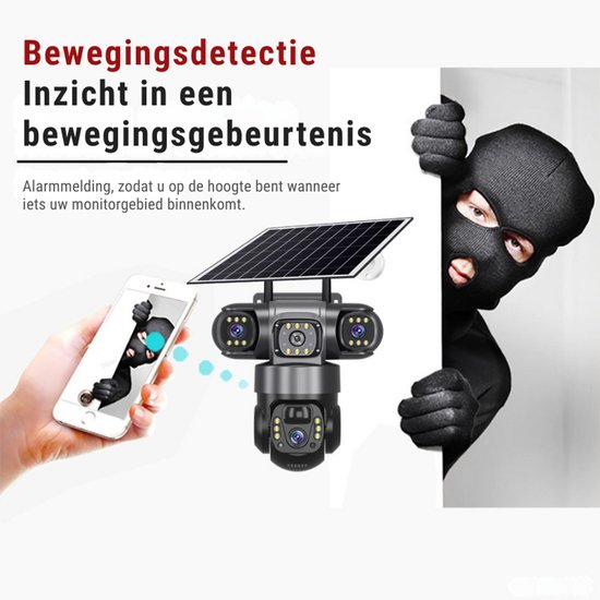 Narvie - 4G 4K Zonnepaneel Beveiligingscamera - 3 Lenzen - AI Detectie - PTZ van NARVIE — afbeelding 5