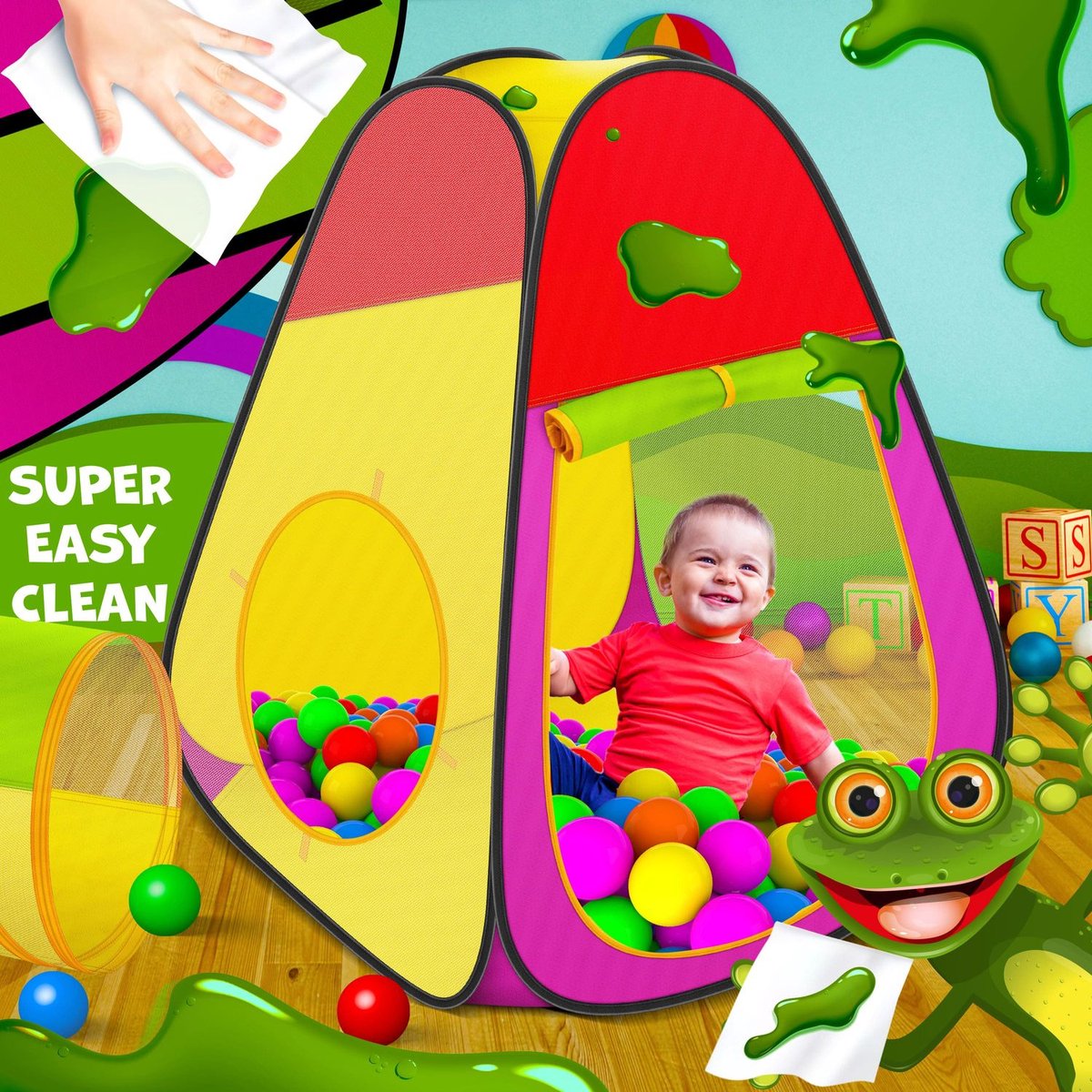 KIDUKU® tente de jeu igloo avec tunnel + maison de jeu + 200 balles Pop