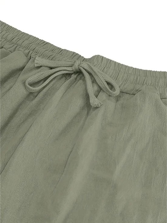Pantalon en lin Bovista pour homme - Pantalon d'été - Adultes - Pantalon long - Pantalon de plage - Été - Style Ibiza - Vert - Taille XXL