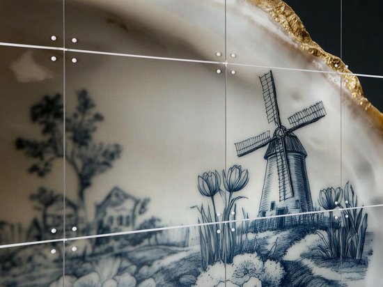 IXXI Delft Blue Oyster - Zwart, Margriet Hulsker - 140 x 100 cm - Support de suspension gratuit - Grande décoration murale et affiches - Réalisme, Classique