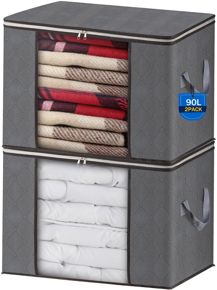 Ibenzoa® Ruime Opvouwbare Opslagzakken Set van 2 voor Kleding en Beddengoed Organisatie