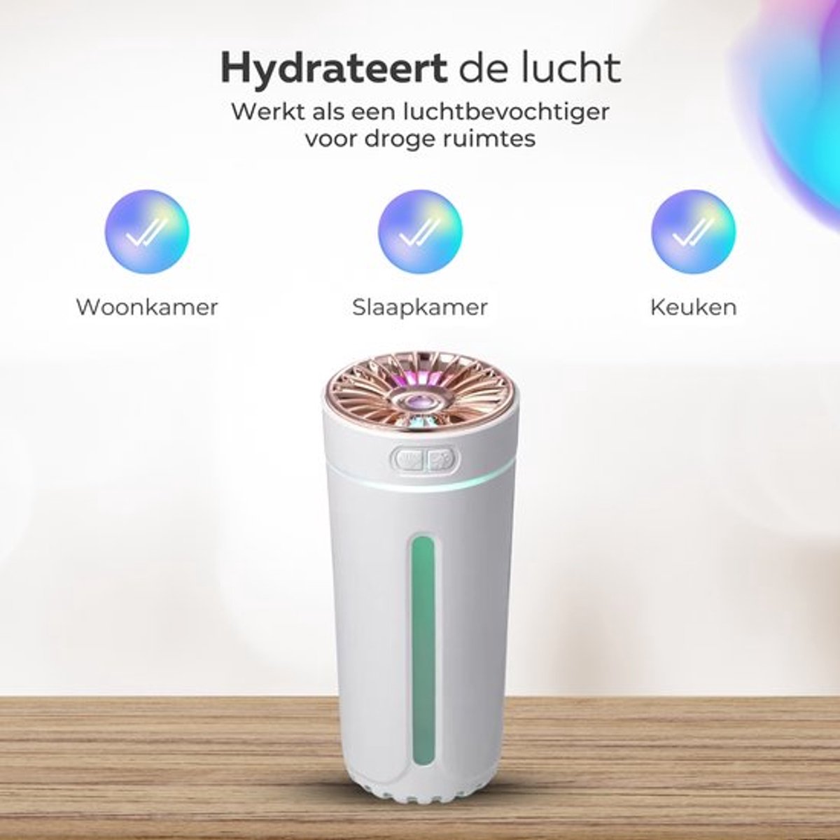 COCHO® Aroma Diffuser Draadloos 300ML - USB Humidifier - Luchtbevochtiger Met ultrasone - Roze met led-verlichting - Voor kantoor, thuis, in de auto — cadeau in Wonen & Interieur - foto 4
