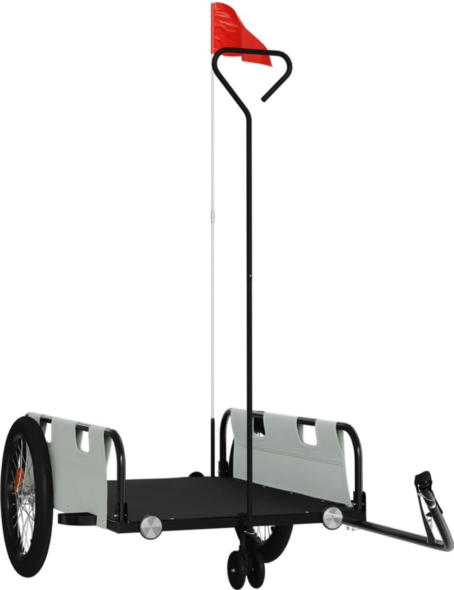 vidaXL - Fietstrailer - oxford - stof - en - ijzer - grijs - en - zwart