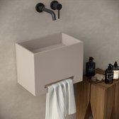 Wand fontein Tomo 40x25x30cm beton met handdoekhouder beige inclusief afvoerplug
