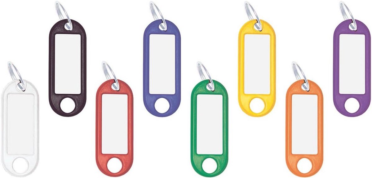 Sleutelhanger met Beschrijfbare Etiketten - 100 Stuks in Meerdere Kleuren