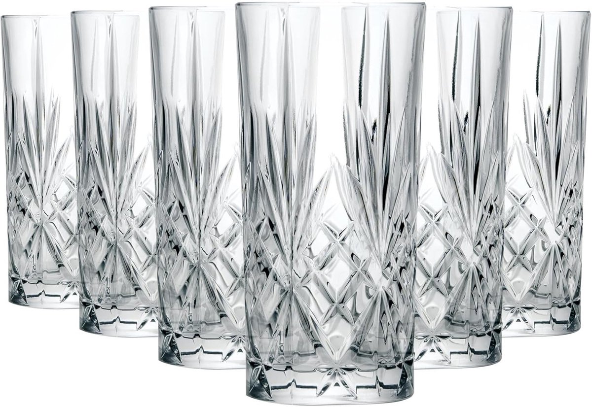 Set van 6 Hi-Ball Cocktailglazen van Luxion Crystal - 360 ml, Vaatwasmachinebestendig, Perfect voor Feesten en Speciale Gelegenheden
