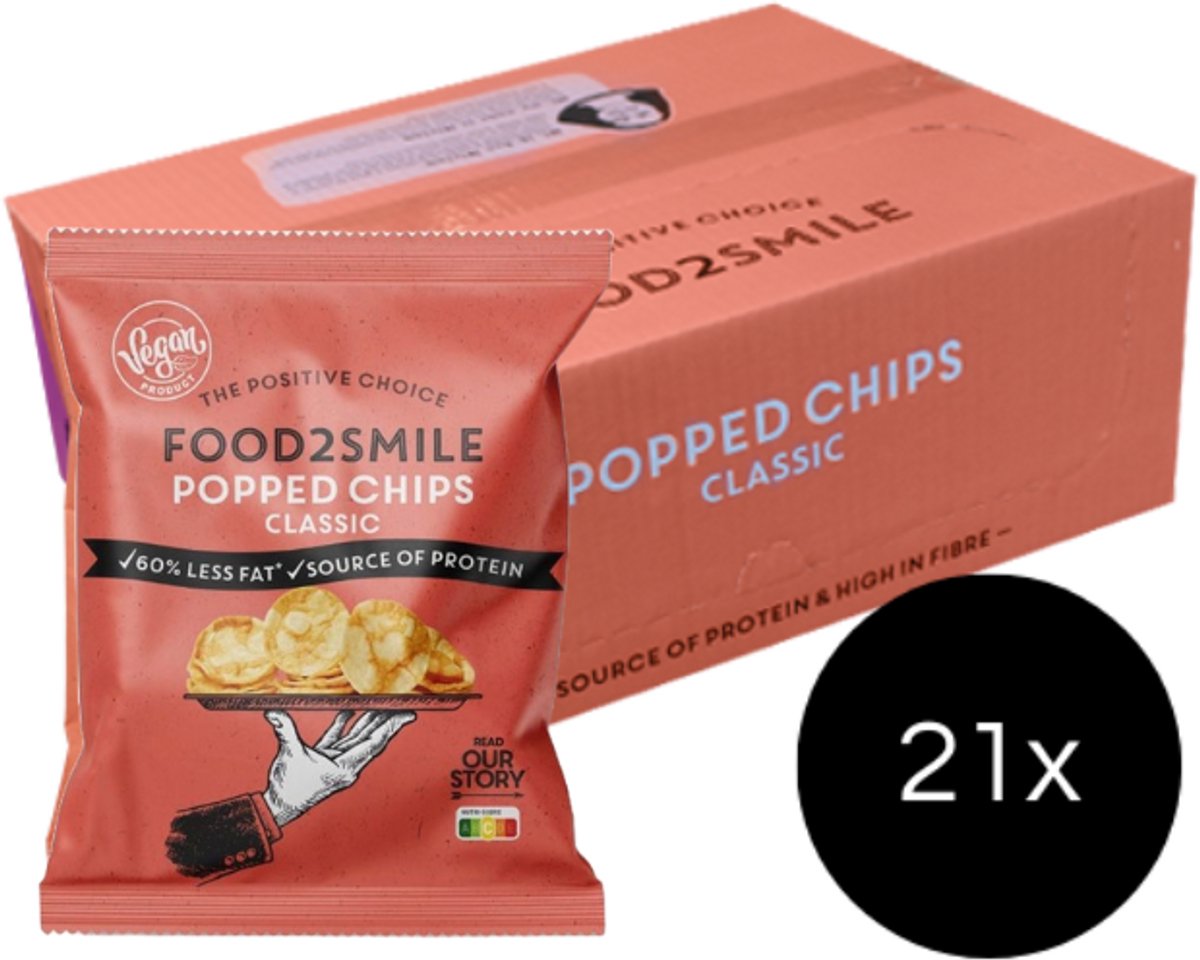 Food2Smile | Popped Chips Classic | 25g | 21 stuks | 21 x 25 gram