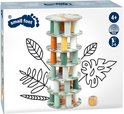 Boîte du jeu de la tour d'équilibre safari Small Foot, avec des images de la tour, des animaux et des éléments du jeu.