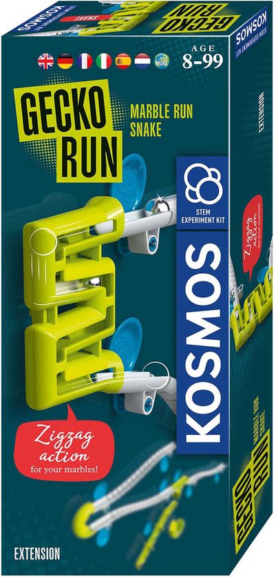 Kosmos Gecko Run - Knikkerbaan - Snake uitbreiding - Marble Run - Verticale knikkerbaan met kleefpads voor gladde oppervlakken