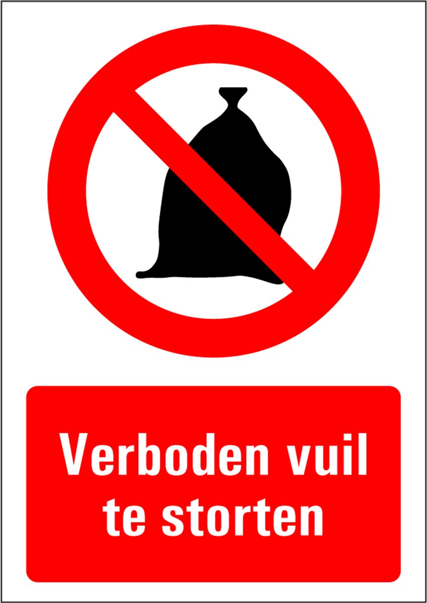 Verboden vuil te storten bord, kunststof 210 x 297 mm
