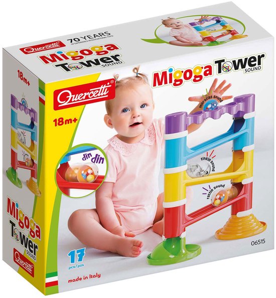 Quercetti knikkerbaan Migoga Toren met geluid - kleurrijk speelgoed.