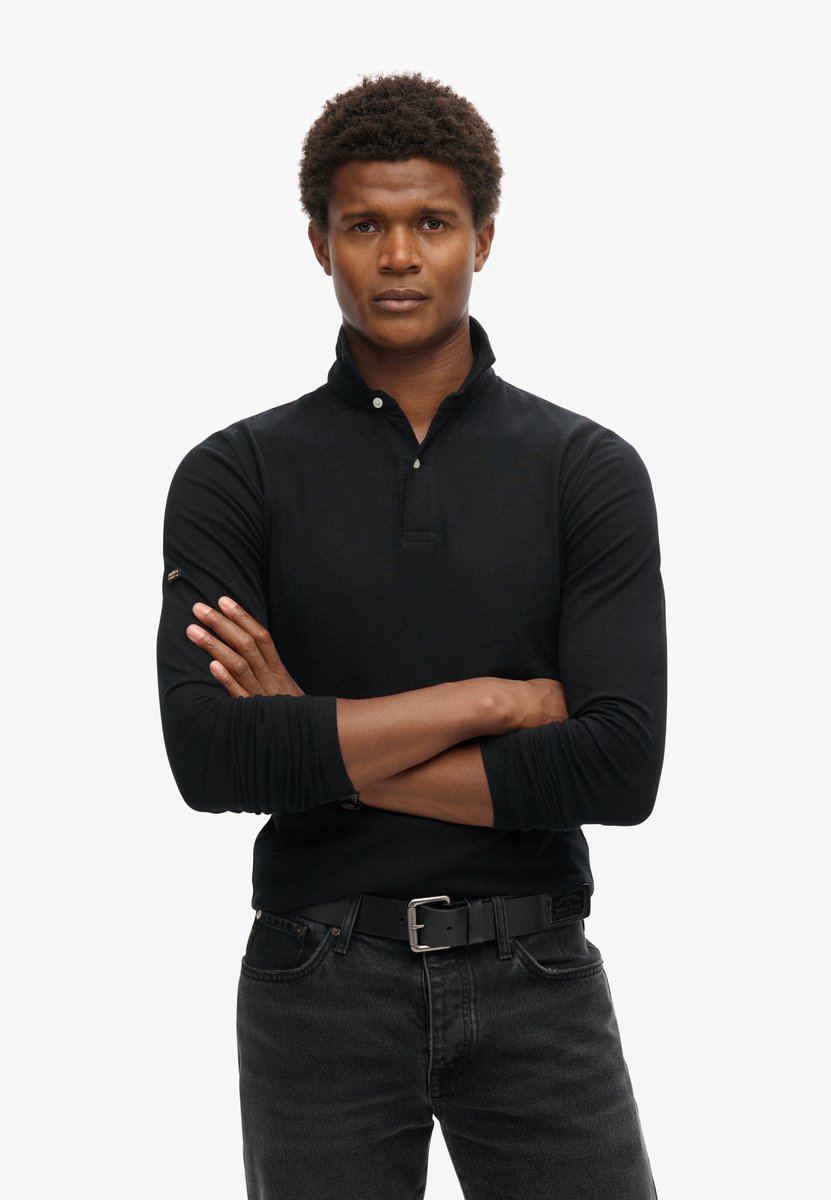 Superdry Studios Jersey Polo Met Lange Mouwen 2XL Man Zwart