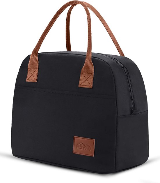 Kleine koeltas voor heren, isolatietas, licht, lunchtas voor werk, school, opvouwbaar, maaltijdvoorbereiding, waterdicht, ontbijttas, lunchbox, tas, ritssluiting, 8,5 l, korduroy, zwart
