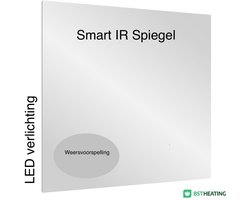 Infrarood Spiegelpaneel BST36SM – 60x60 cm – SMART- verlichting - Verwarmende Spiegel met Infrarood Technologie – Energiezuinig & Stijlvol voor Badkamer, Slaapkamer & Woonkamer