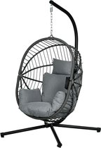 Egg Hangstoel - Hangstoel met Standaard - Chair voor Binnen en Buiten - Donkergrijs