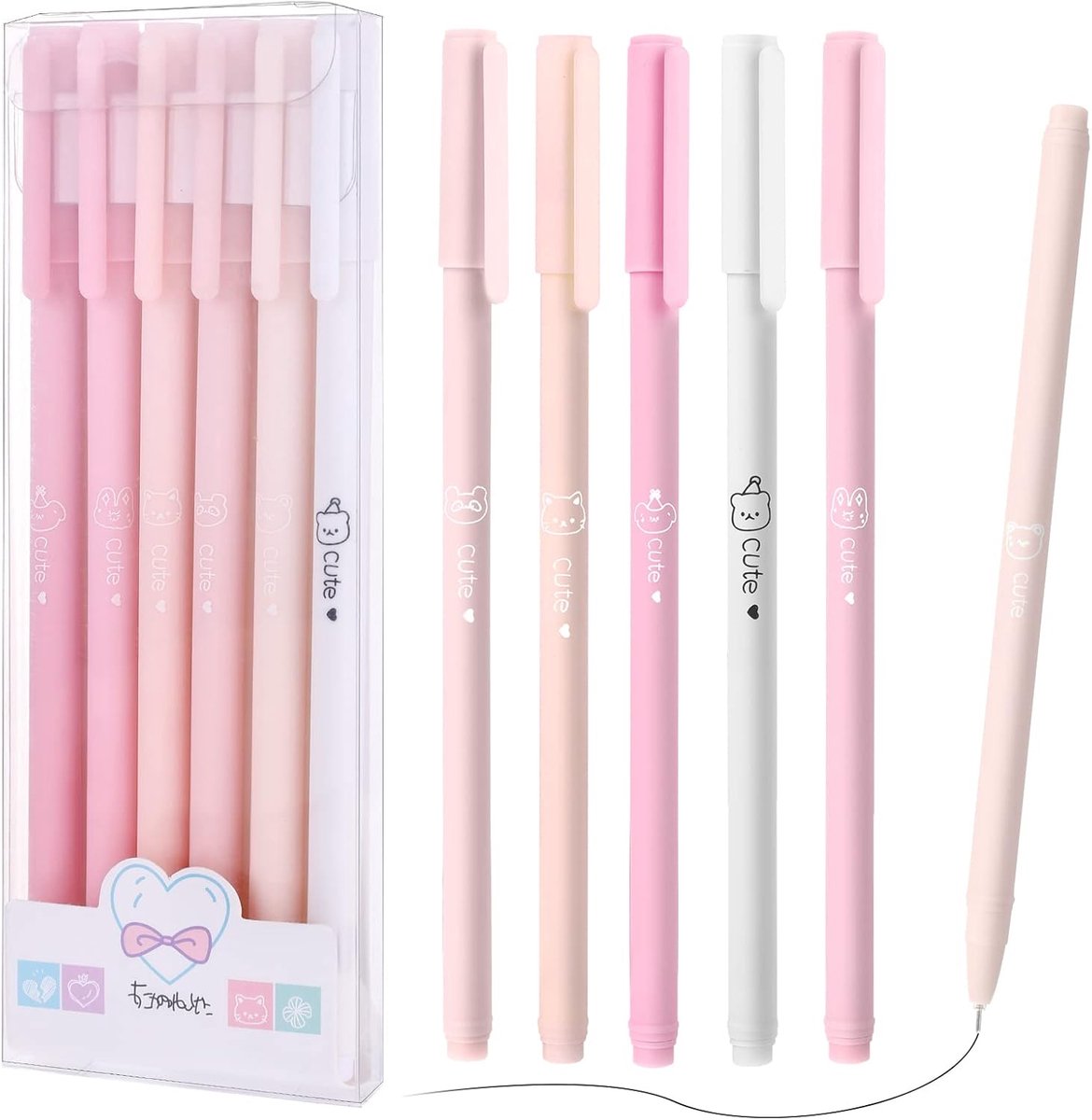 Zwarte gelpennen 0,5 mm - 6 stuks sneldrogende inkt ballpoint pennen voor school en kantoor