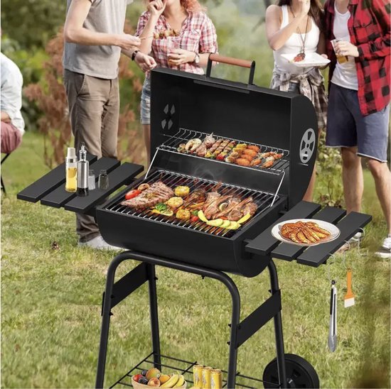 Houtskool BBQ - Smoker - Barbecues - Grill wagen met thermometer - Stevig - EU gecertificeerd - Zwart van MAXXgarden — afbeelding 3