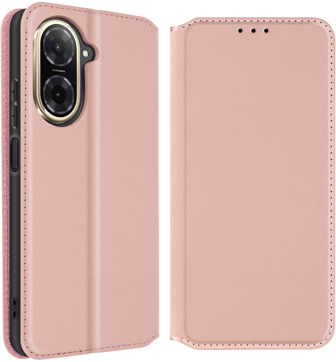 Avizar Hoesje Geschikt voor Xiaomi Redmi A5 Clamshell Card en Videohouder, Rose goud