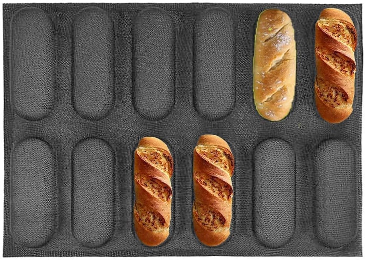 Ibenzoa® Siliconen Bakvorm voor Hotdogs en Brood, Anti-aanbak, 12 Golven, 40x30x2,2 cm