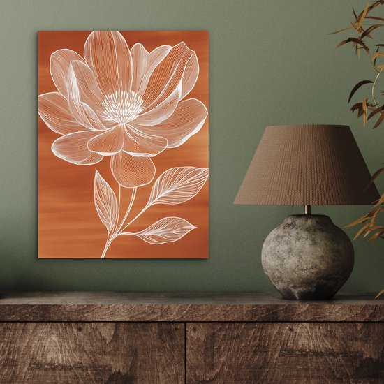 Aluminium schilderij 30x40 cm - Wanddecoratie metaal - Bloem - Minimalistisch - Wit - Metalen muurdecoratie woonkamer - Decoratie industrieel - Foto op dibond - Industriële accessoires slaapkamer