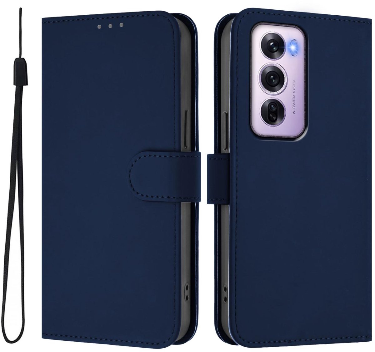 Mobigear Telefoonhoesje geschikt voor OPPO Reno 12 Pro Hoesje | Mobigear Urban Wallet Bookcase Portemonnee | Pasjeshouder voor 3 Pasjes | Telefoonhoesje voor Pinpas / OV Kaart / Rijbewijs - Marineblauw