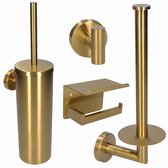 Ensemble d'accessoires de toilette - Goud - Porte-brosse de toilette - Porte-rouleau de papier toilette - Porte-rouleau de rechange - Crochets pour serviettes - Accessoires de vêtements pour bébé pour ensemble de toilette