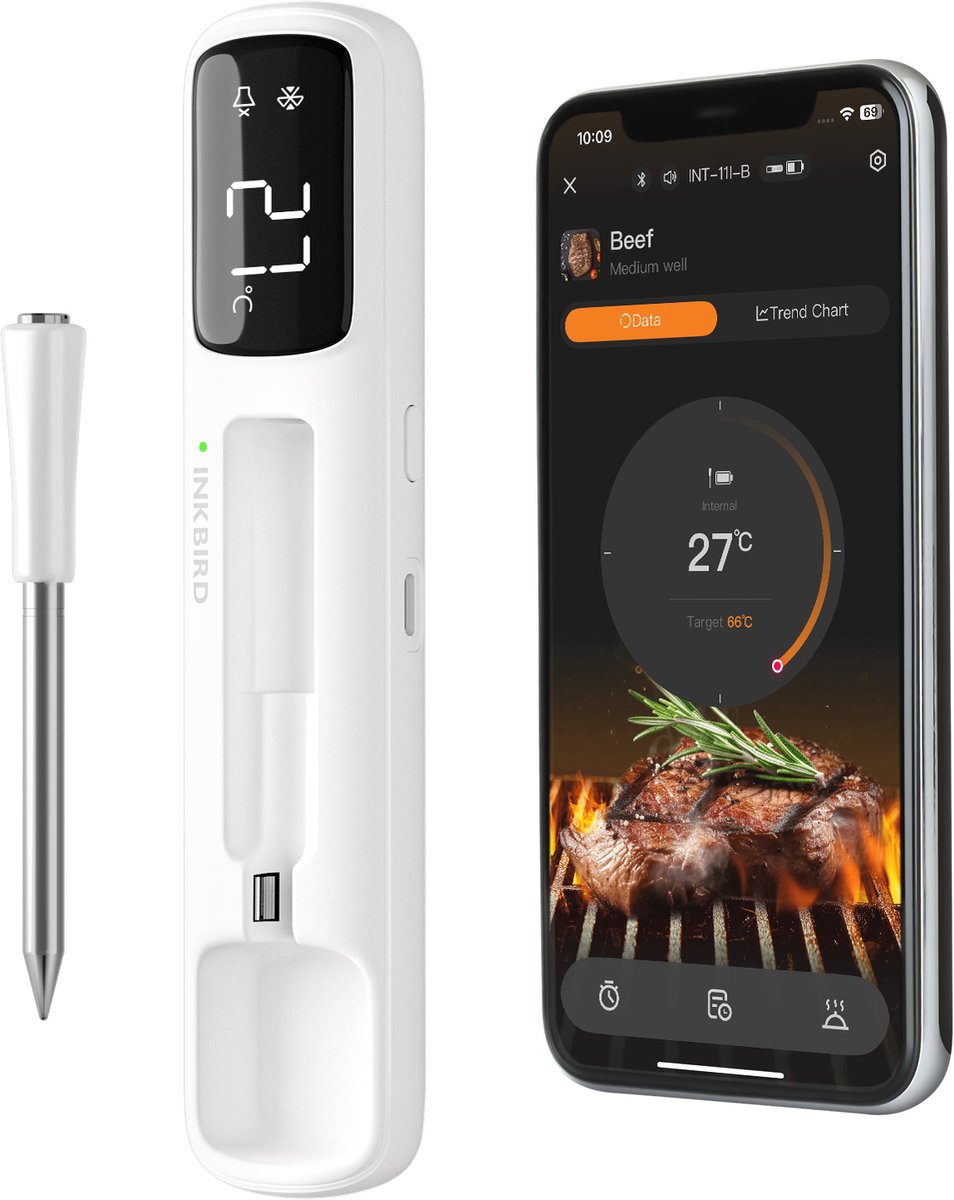 INKBIRD INT-11I-B Mini BBQ vleesthermometer nieuwe 2025