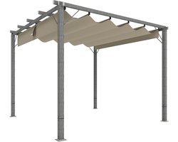 Outsunny Pergola ca. 3x3m Garten Pavillon mit magnetischen Pad, Terrassendachung aus Aluminium, Gartenpavillon mit verstellbares Dach, Freistehend, UV Schutz 30+, für Terrasse und Garten, Grau