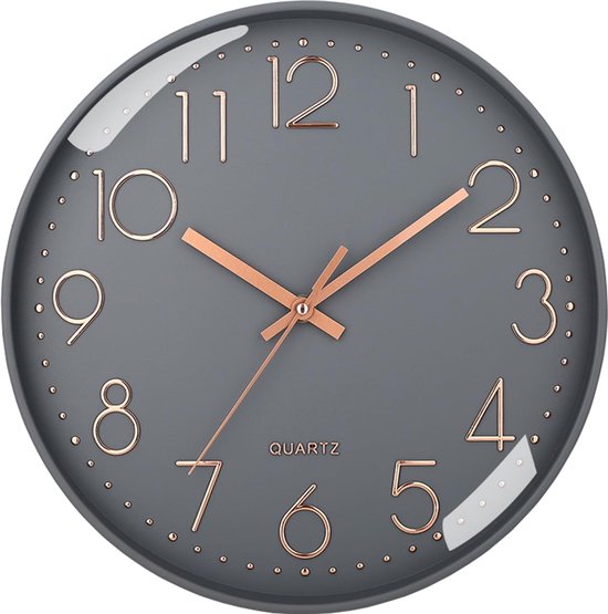 Moderne 32,5 cm wandklok - Stil, niet-tikkend decoratief uurwerk voor
