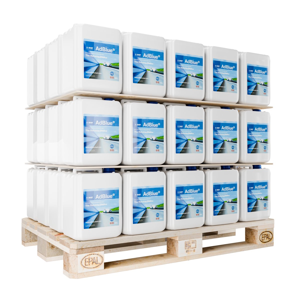 BASF - Pallet Pack - AdBlue - 60x 10L (Liter) Jerrycan Inclusief Handige Trechter - Duits Kwaliteitsproduct - Uitstootvermindering - Dieselsystemen