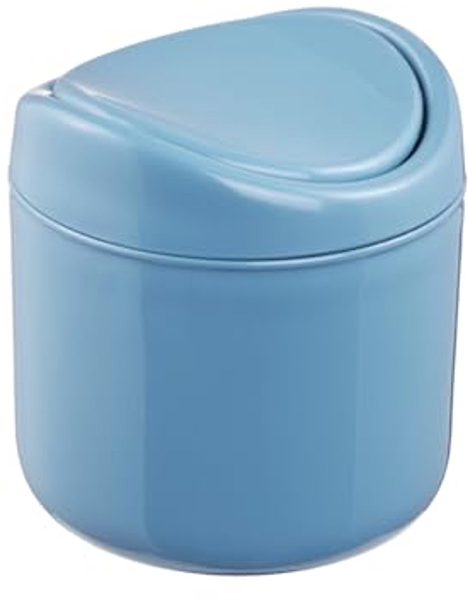 keeper GFT-afvalbak met zwenkdeksel, 1,3 l, tafelprullenbak met deksel, Svenja, blauw (Eco Sky Blue)