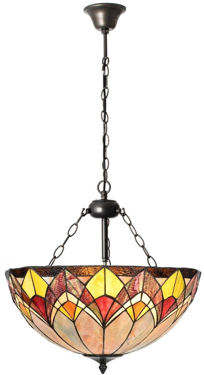 Coloured by Art Tiffany Hanglamp Blossom met 3 kettingen - Art Deco Trade Multicolour