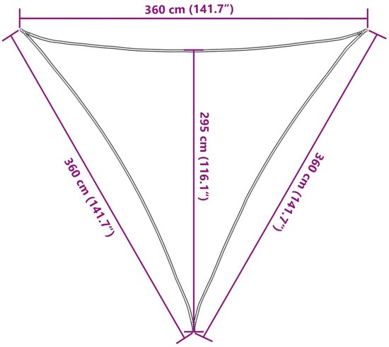 vidaXL Pare-soleil HDPE triangulaire 3,6x3,6x3,6 m beige