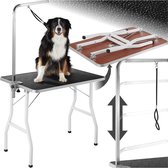 tectake® Trimtafel voor Honden/Katten - In Hoogte Verstelbare Boom, Opvouwbaar - Krasbestendig Rubberen Oppervlak - 360° Draaibare Riem - Diverse Kleuren - (Zwart/Wit | Nr. 402891)