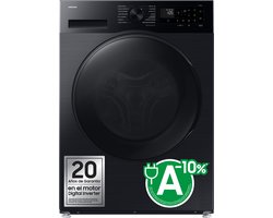 Samsung WD90DG5G34BB, Voorlader, Vrijstaand, Zwart, Links, Zwart, LED