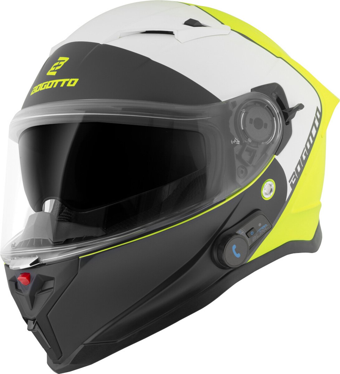 Bogotto H153 BT SPN Zwart Geel Bluetooth Helm - Maat L - Helm