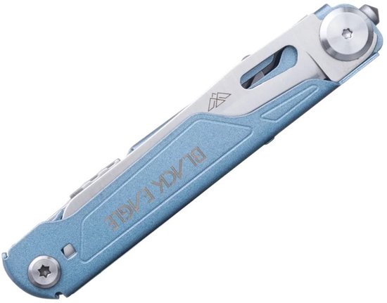 Blauw Black Eagle multitool gesloten, op witte achtergrond.