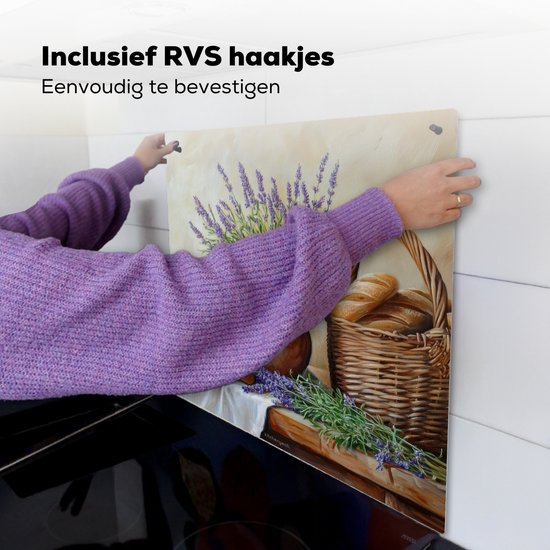 KitchenYeah® Protection plaque induction 78x78 cm - Lavande - Pain - Nature morte - Vintage - Protege plaque de cuisson - Couvre plaque induction - Protecteur d'induction - Cuisine