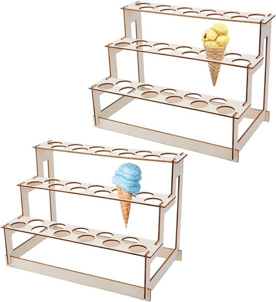 BambooMN 10 Inch Natuurlijke Bamboe Halve Maan Voedsel Kegel Display Tamaki Stand voor Restaurants, Catered Evenementen, Feest of Buffetten, Houdt tot 5 Kegels