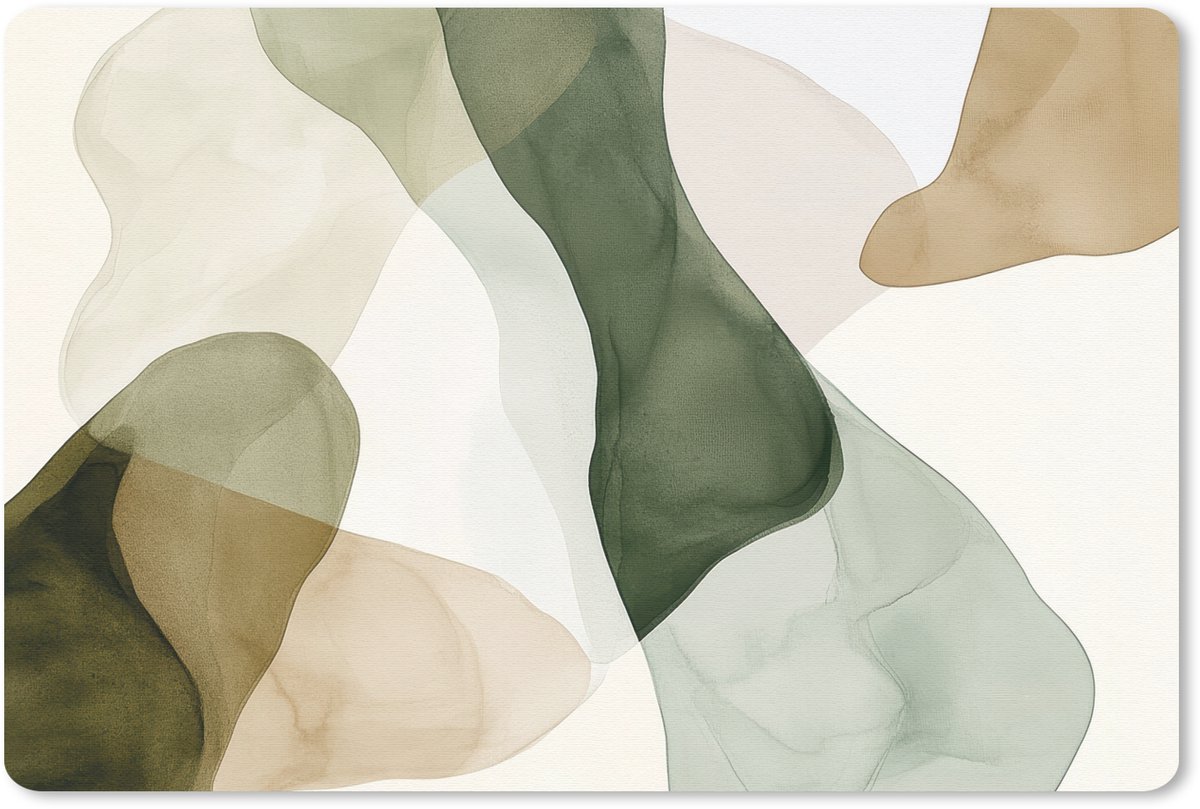 Muismat 27x18 cm - Mousepad Japandi - Abstract - Groen - Muismatten