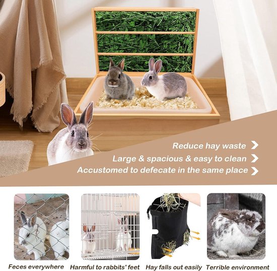 Hooiruf konijnen, 2-in-1 hooirui, cavia's met hamsterdrinkfles