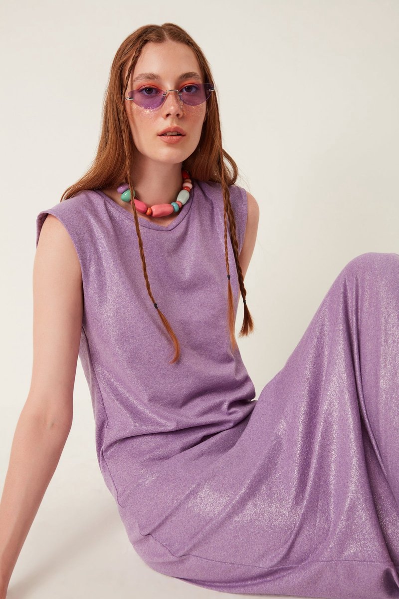 Robe midi en tissu scintillant