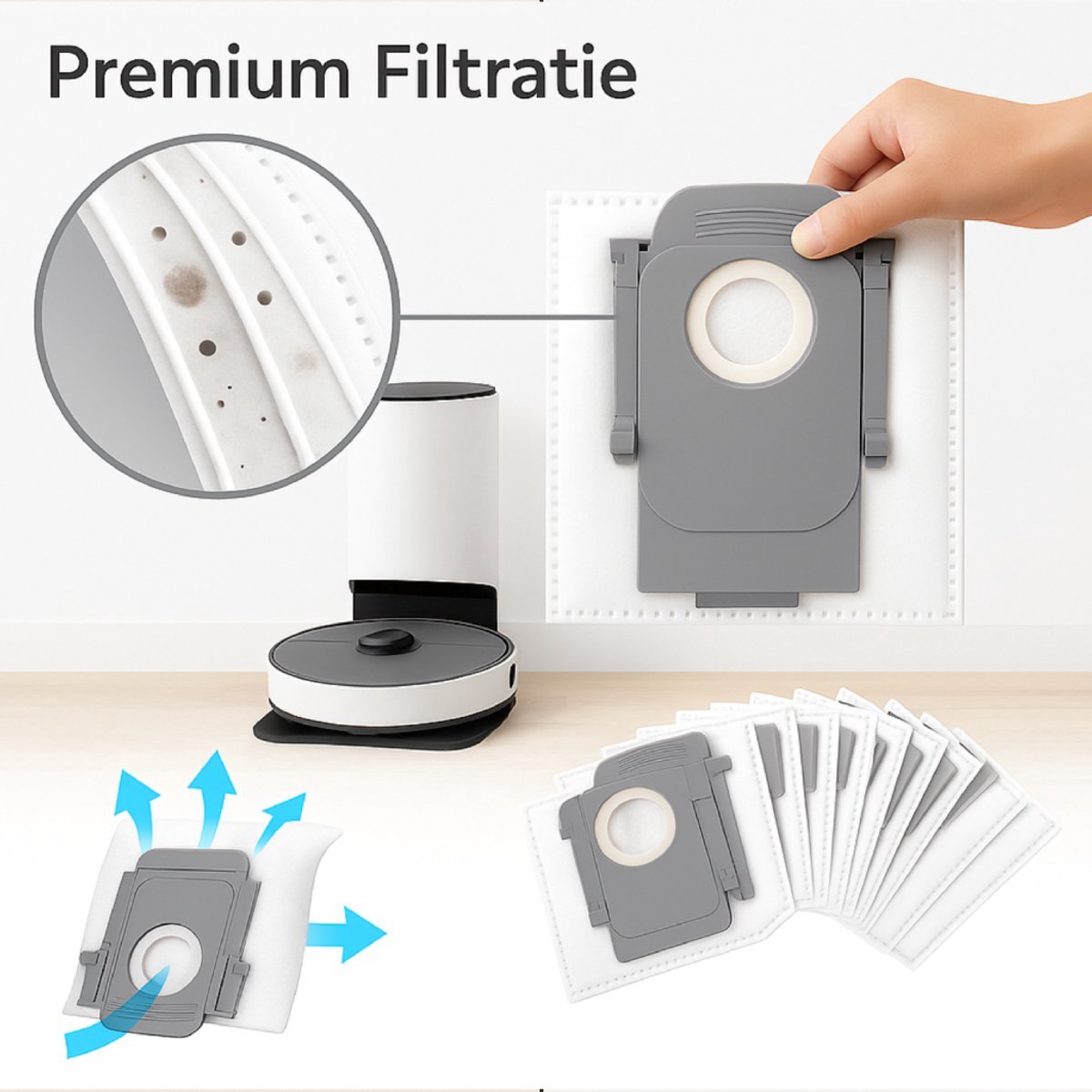 Stofzak voor stofzuigers geschikt voor Roborock Q5, Q5+, Q7, Q7+, Q7 Max, Q7 Max+, S7 MaxV Ultra, S8+ en S8 Pro Ultra - stofzakkenverzamelaar voor stofzuigers - geschikt voor Roborock T8, S7 MaxV Ultra/G10S/G10S PRO